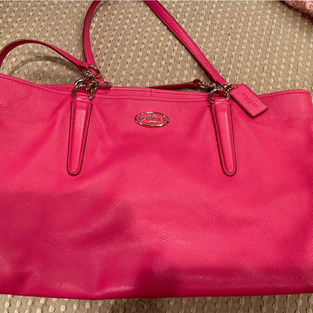 Authentic Coach purse, raspberry pink. Excellent condition. Size 17 x10 inches